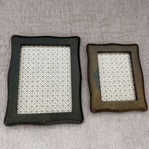 2 Italian made leather photo frames in green